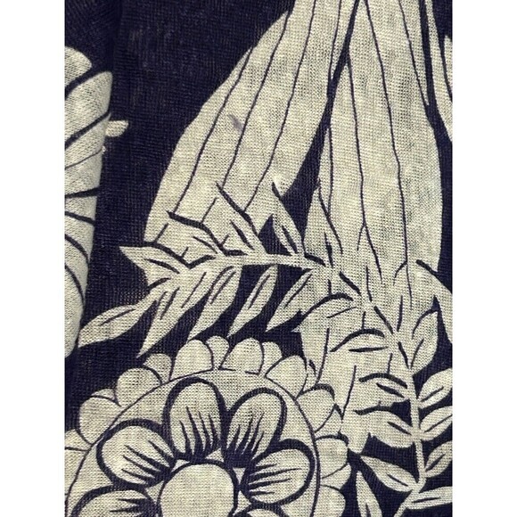 Coldwater Creek Linen Top Women’s Large Indigo Blue White Bali Floral Top Shirt - Picture 14 of 16